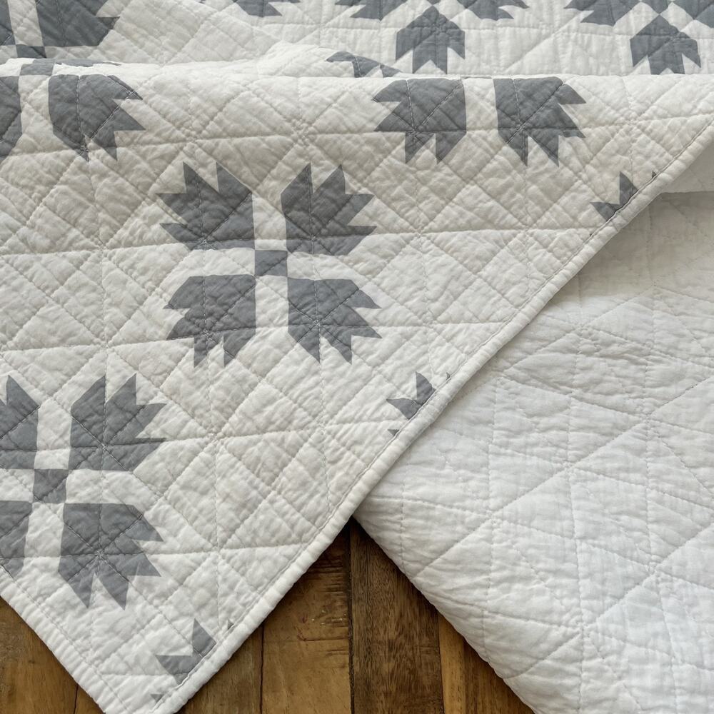 Bee & Willow Neutral White & Gray Full Queen Quilted Coverlet Cotton - Picture 3 of 11